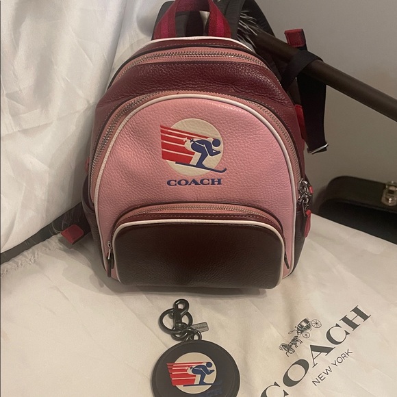 Coach Mini Court Two-Tone Pink and Burgundy Backpack - Picture 11 of 16